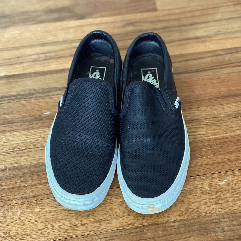 Black Leather Vans Size 9